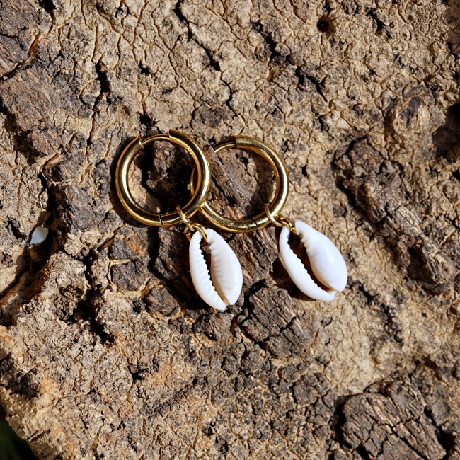 Pendientes de acero concha
